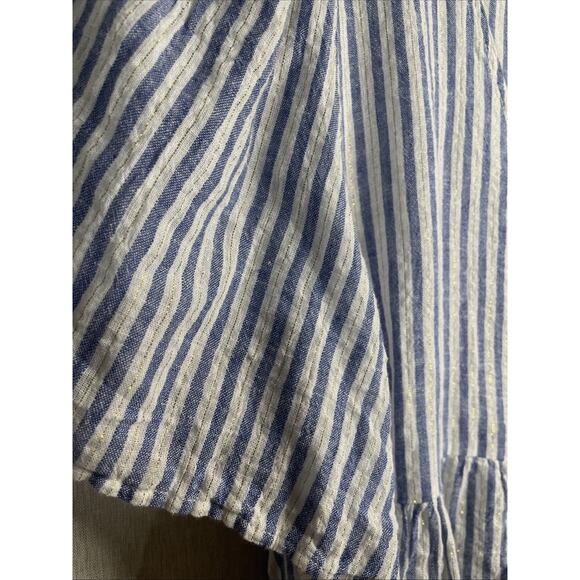 Cato - Women’s Blue Striped - V-neck -Peplum Button Front Blouse Top Size XL - Picture 3 of 6